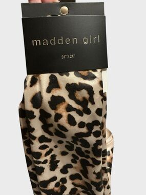 Madden Girl Leopard Print Scarf Hair Bag Tie Trendy 24” NWT